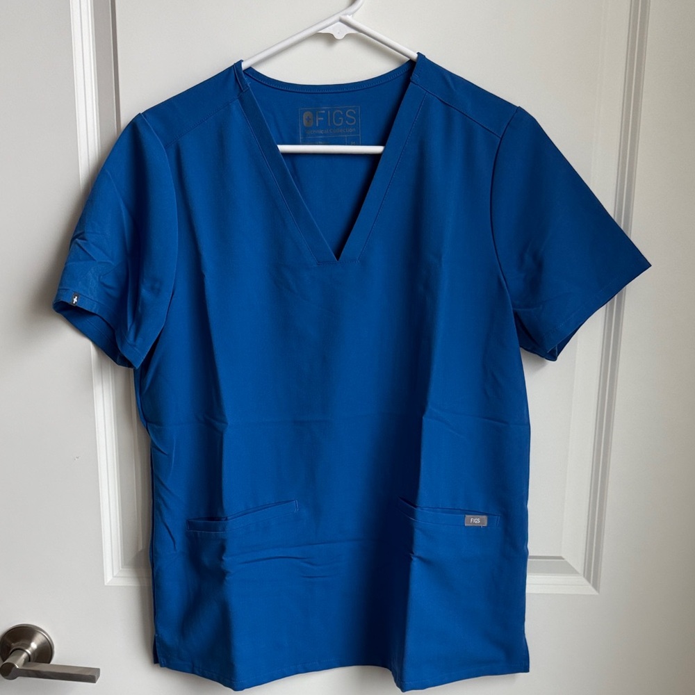 Figs Royal Blue V-Neck Scrub Top